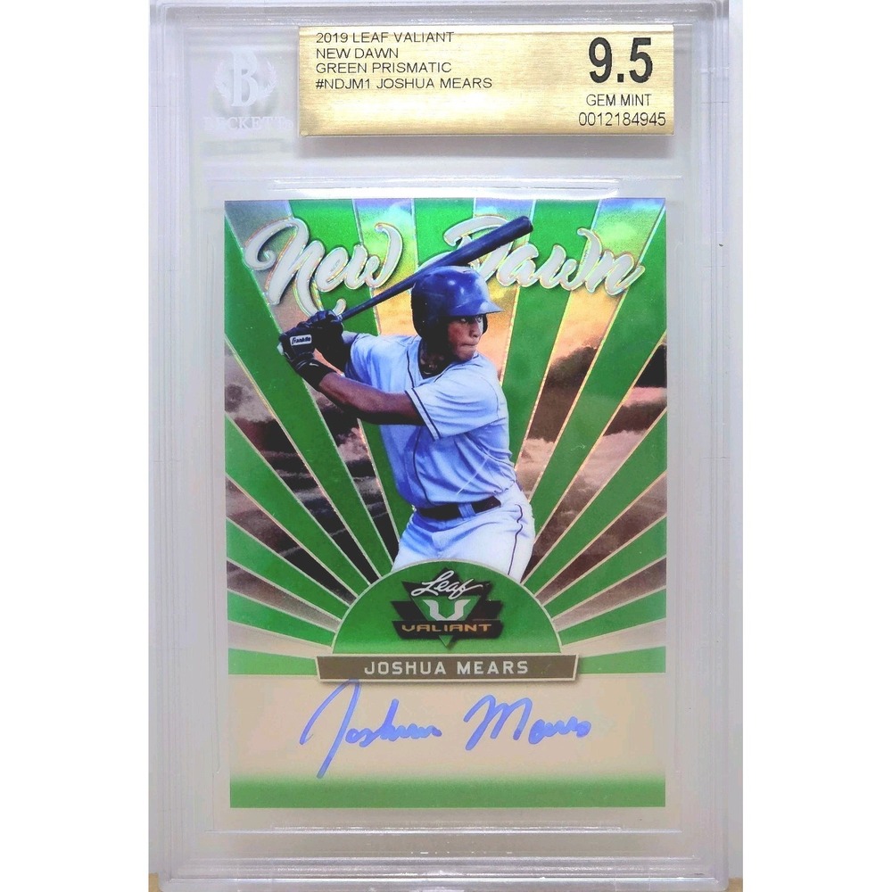 2019 Leaf Valiant Joshua Mears #ND-JM1 Green Prismatic #/99 (AU, RC) BGS 9.5 GM